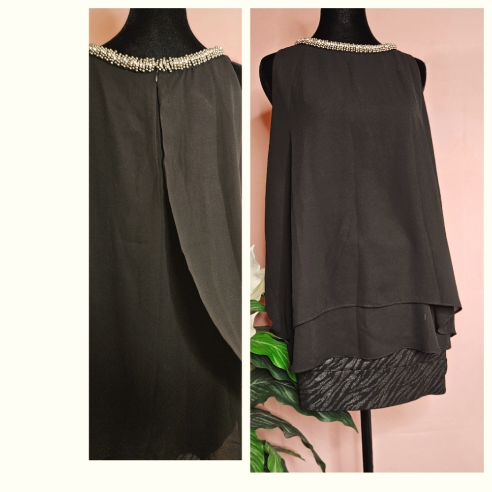 Will Smith Black Dress Embellished with White Pearls. Size L